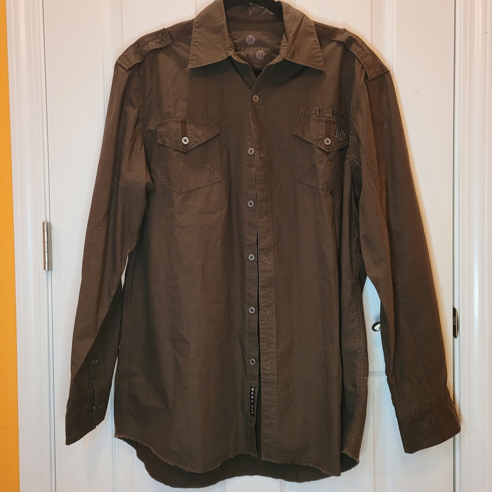 Mona Vie Chocolate Brown Long Sleeve Button-Up Western Style Shirt
